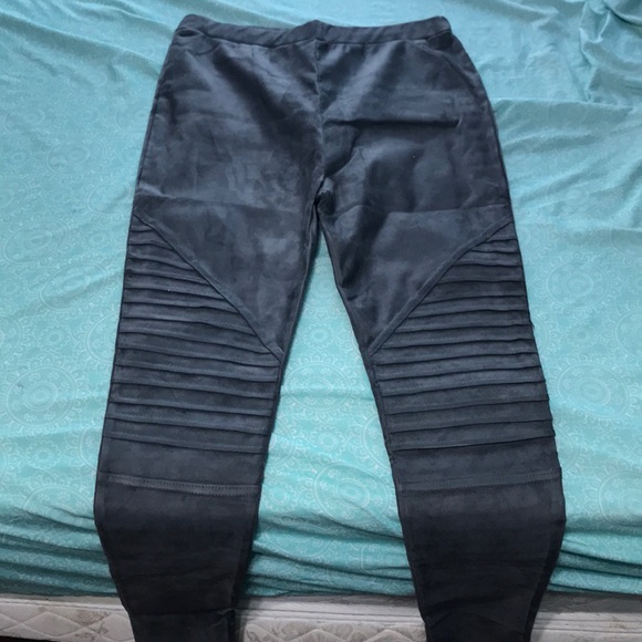 Gray Suede Moto Leggings - Picture 2 of 2